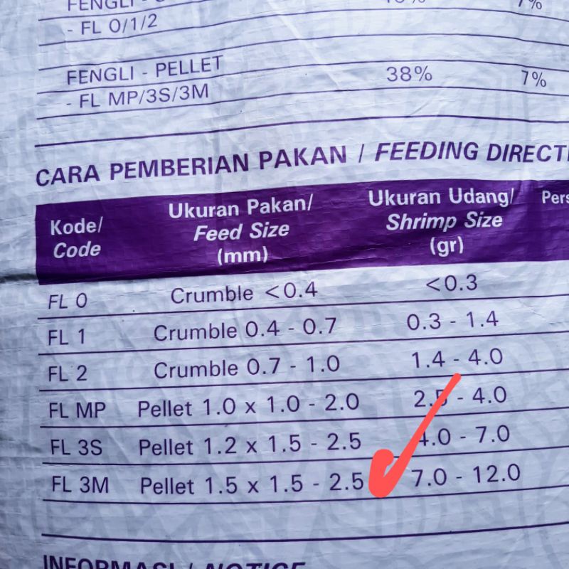 Jual Per 500 Gram Feng Li 3M Pakan Udang Pelet Tenggelam Premium untuk ...