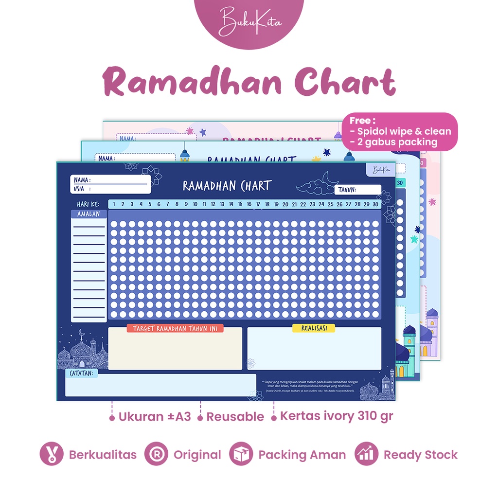 Jual Ramadhan Chart Monthly Planner Schedule Board Poster Edukasi Anak ...