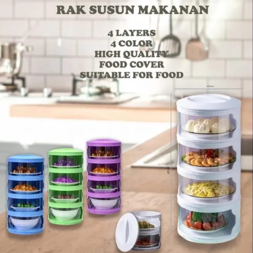 Jual Rak Penyimpanan Makanan 4 Susun Tingkat Tudung Saji Tutup Food ...