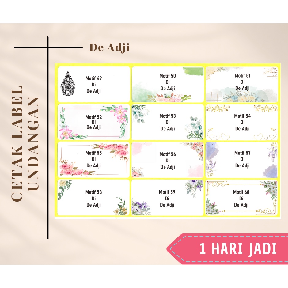 Jual Cetak Label Nama Tamu Undangan Pernikahan Sunatan / Print Label ...
