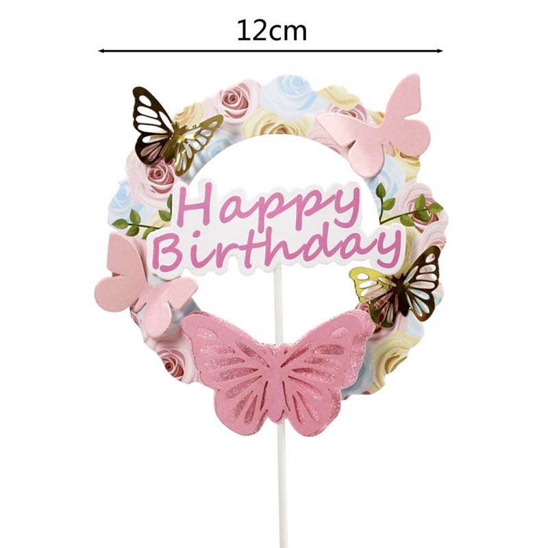 Jual Topper Butterfly Hbd Hiasan Kue Ulang Tahun Tulisan Happy Birthday