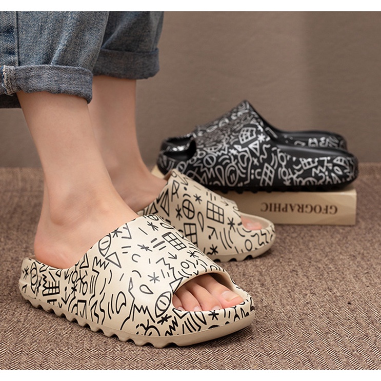 Jual Sandal Rumah Wanita Pria Bermotif Corak Import Fashion Korea