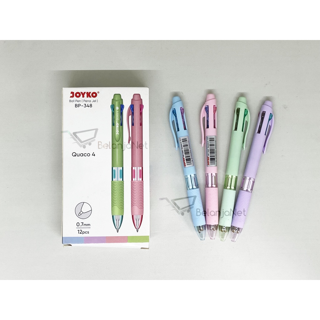 Jual Pen Cetek Pulpen Ballpoint Joyko Quaco Pastel BP-348 4 warna 0.7mm ...