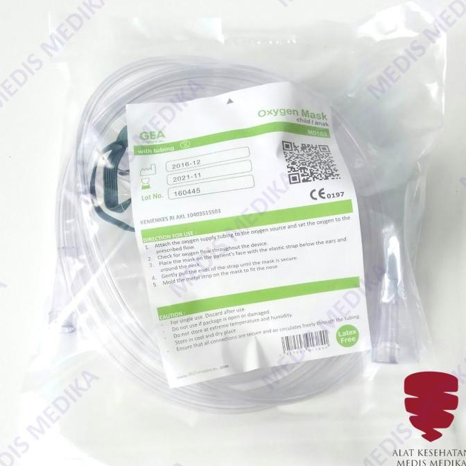 Jual Oxygen Mask Child GEA Masker Oksigen Anak Selang Penapasan Nasal t ...