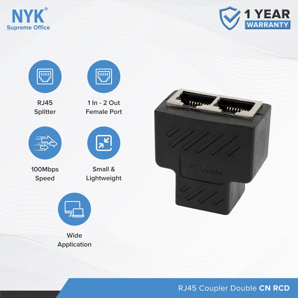 NYK Barel DOUBLE RJ45 METAL COUPLER FEMALE RJ45 LAN 1 KE 2 COD (4)