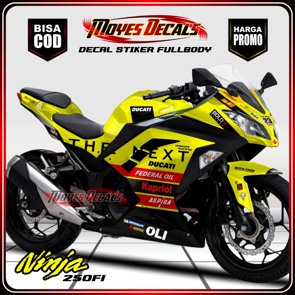 Jual Decal Stiker Ninja 250 FI Motif The Next Warna Kuning Series Full ...