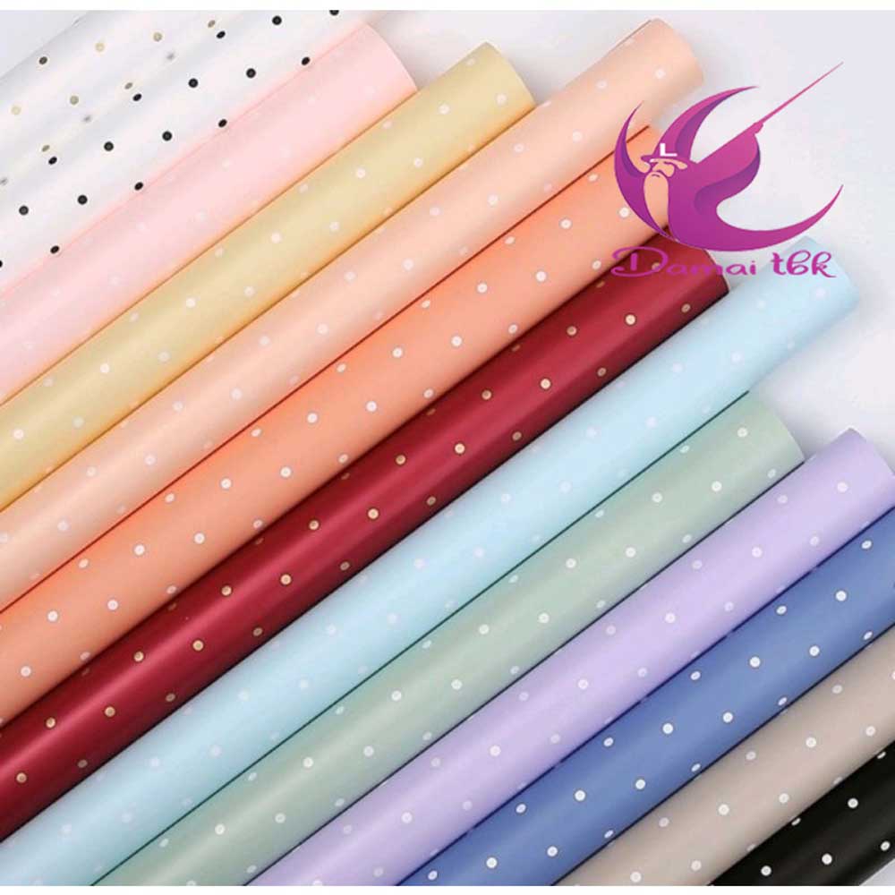 Jual 5 Lembar Flower Wrapping Paper Small Polkadot Cellophane Kertas ...