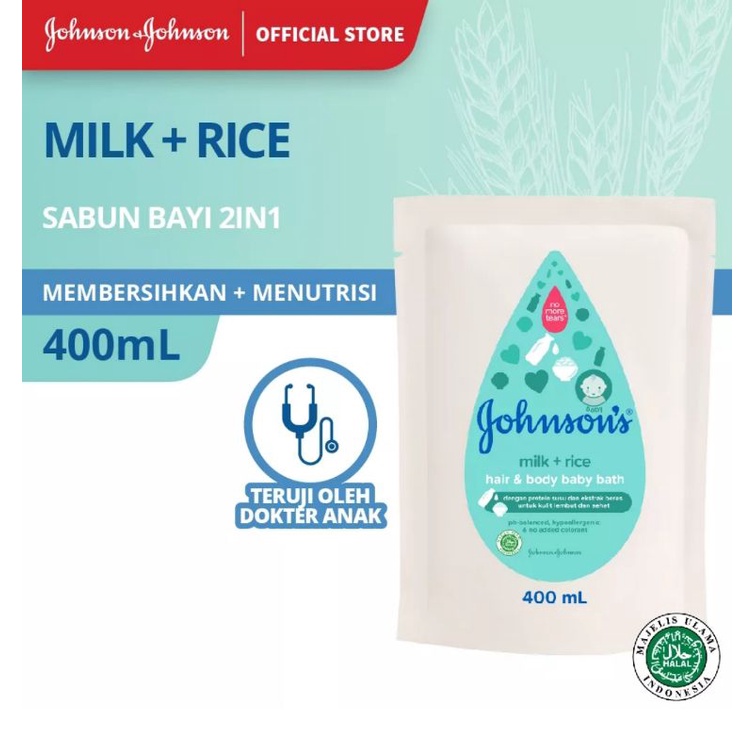 Jual johnson's baby bath refill milk & rice 400 ml | Shopee Indonesia