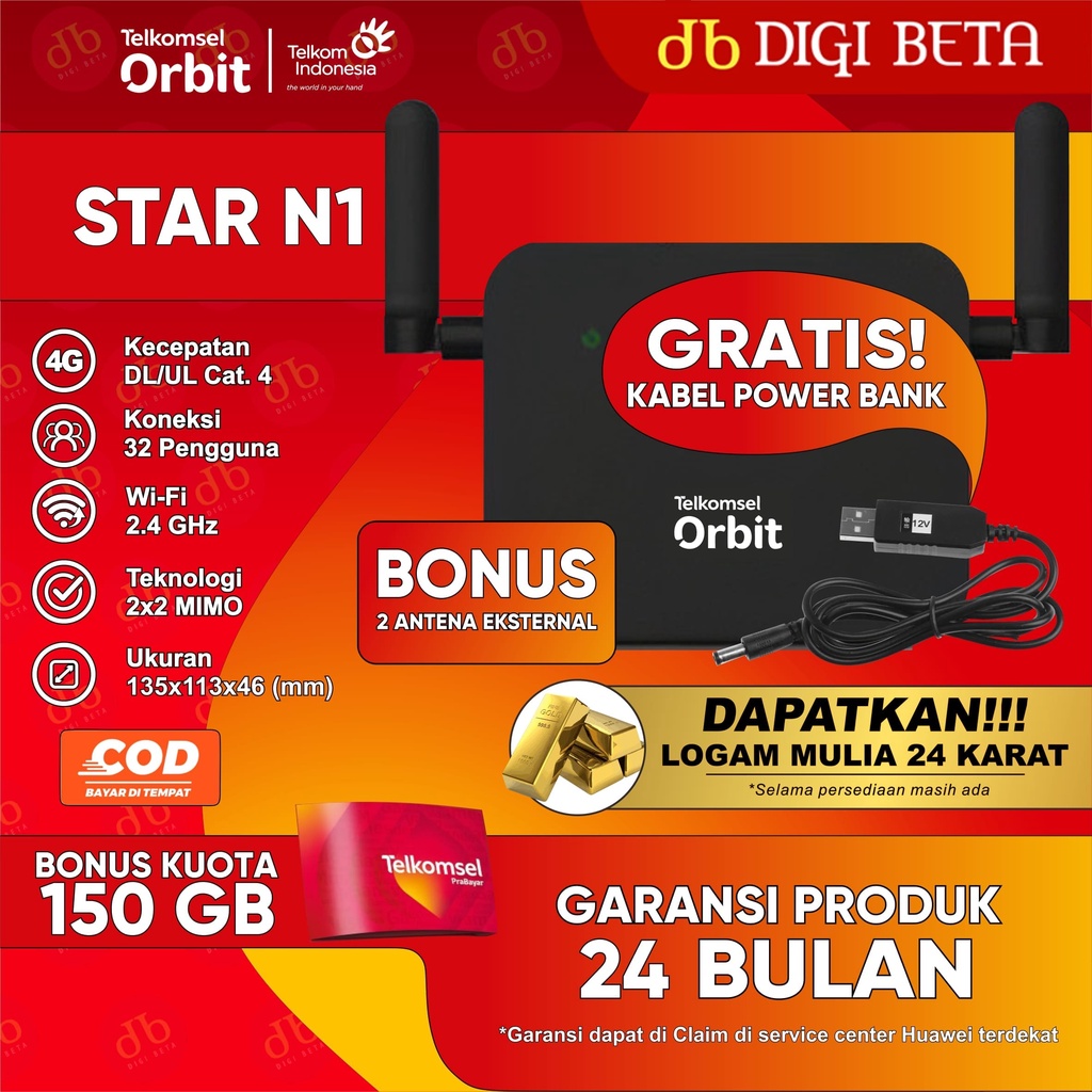 Jual Modem Wifi Mifi Telkomsel Orbit Star N1 Router HKM0127A GSM 4G