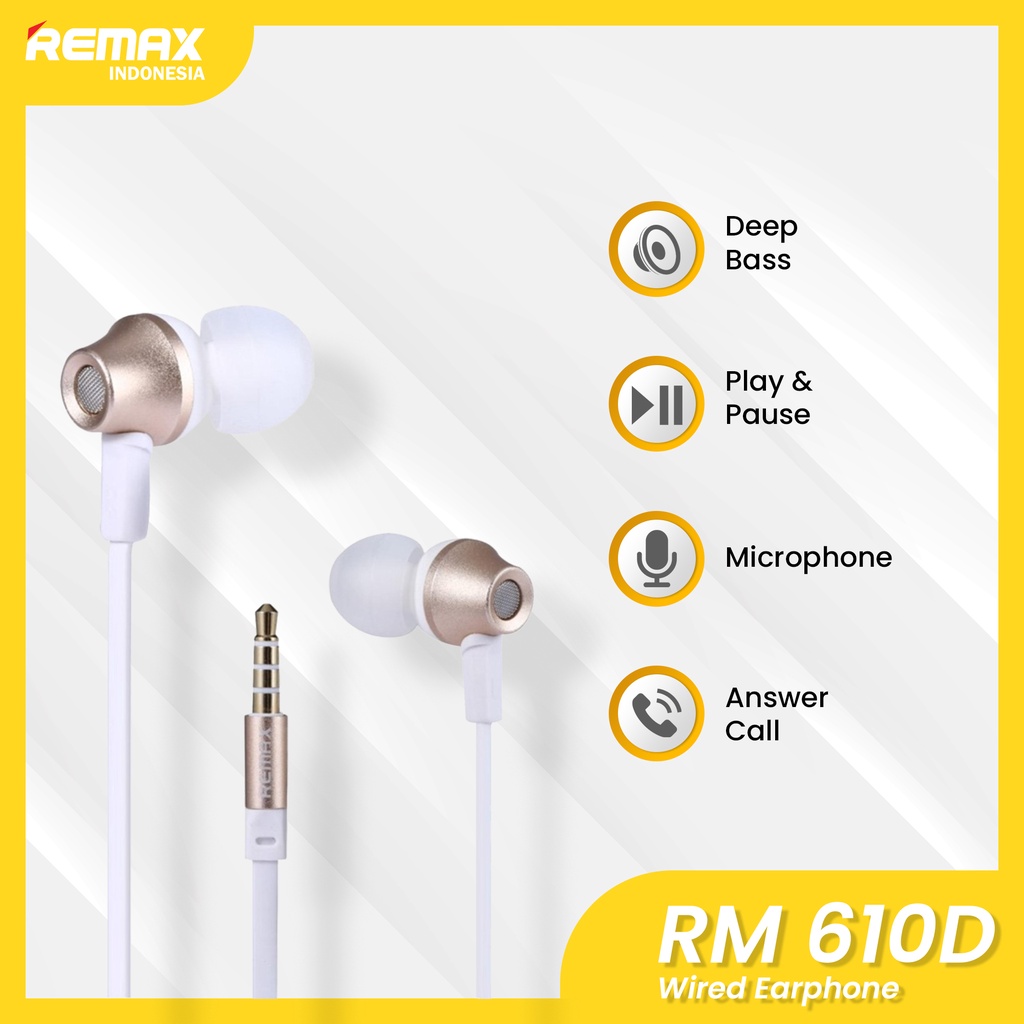 Jual REMAX Earphone RM-610D (New Package) | Shopee Indonesia