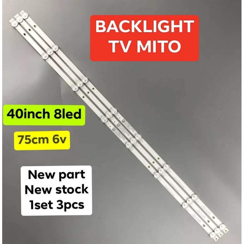 Jual LAMPU LED BL BACKLIGHT TV MITO MITTO 40IN 40INCH 40INC 8LED 8K ...