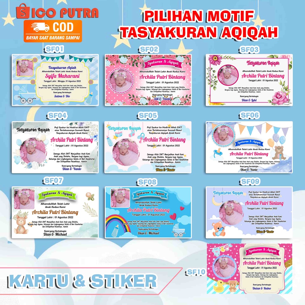 Jual Kartu Nama Stiker Bayi Syukuran Akikah New Desain Shopee Indonesia