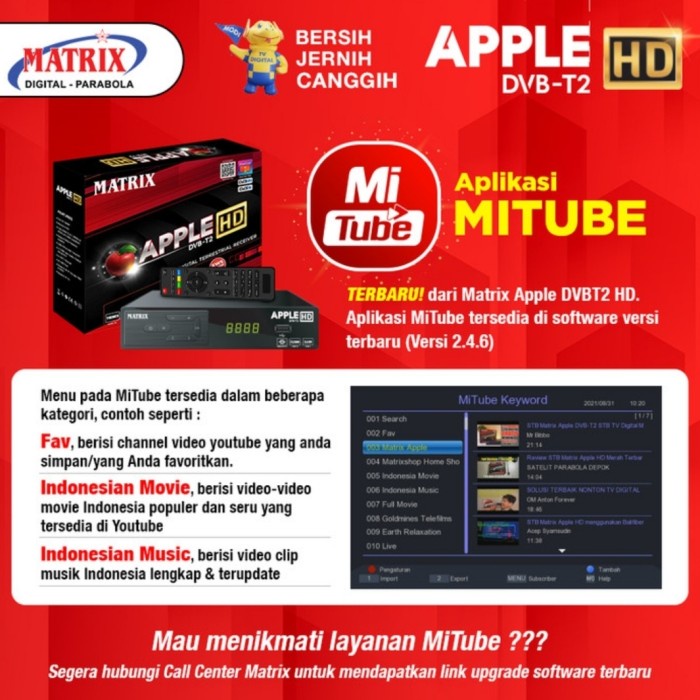 Jual metrik stb Set Top Box TV Digital Matrik Apple DVB T2 HD merah ...