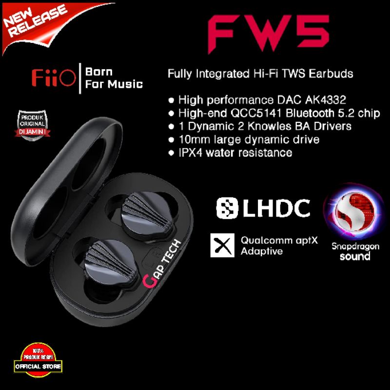 Jual Fiio Fw5 Fw 5 Fully Integrated Hifi Tws Earbuds Wiith 1dynamic 2ba Drivers Original 1396