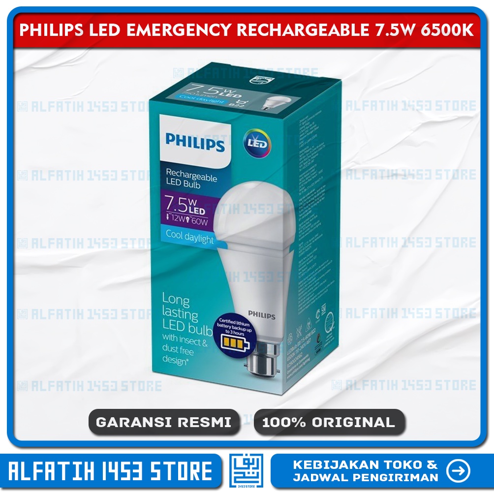 Jual Lampu PHILIPS LED Bulb Emergency RECHARGEABLE 7.5W 6500K | Shopee ...