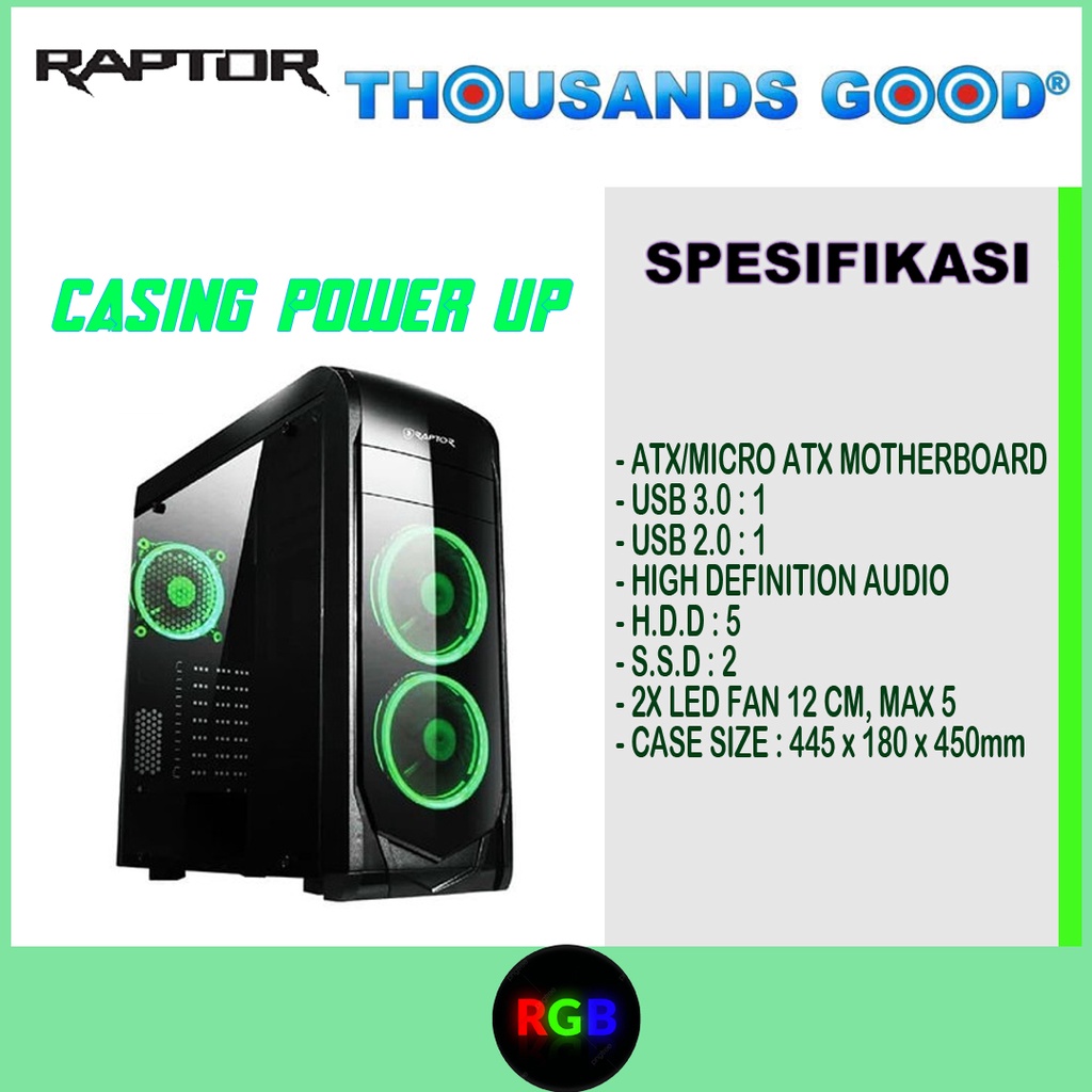 Jual CASING POWER UP RAPTOR 1801 BLACK STRIKE | Shopee Indonesia