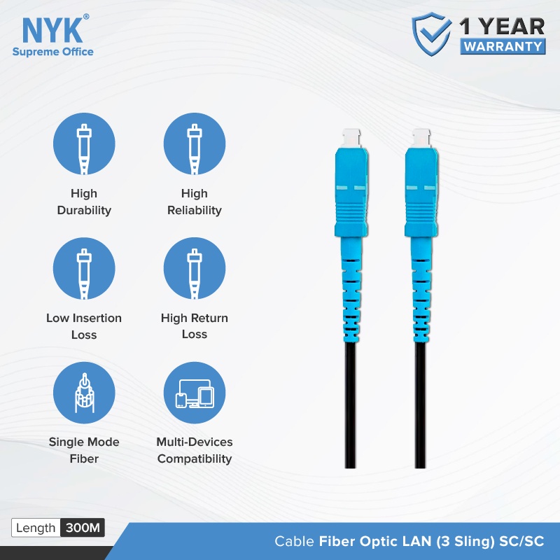 NYK Kabel Fo 1 Core 3 Seling 300 m UPC kabel fiber optik LAN Single Core COD