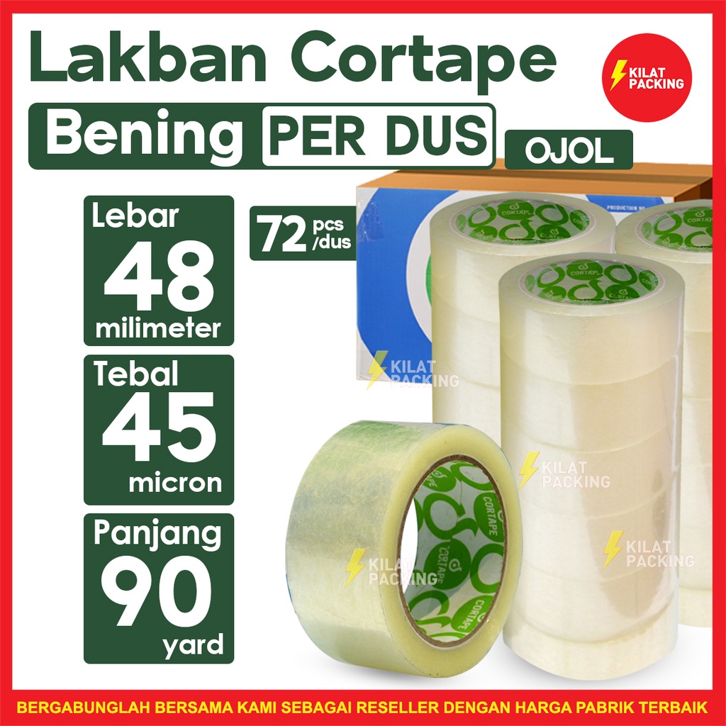 Jual Lakban Cortape Bening 48 mm x 90 yard Dus OJOL | Shopee Indonesia