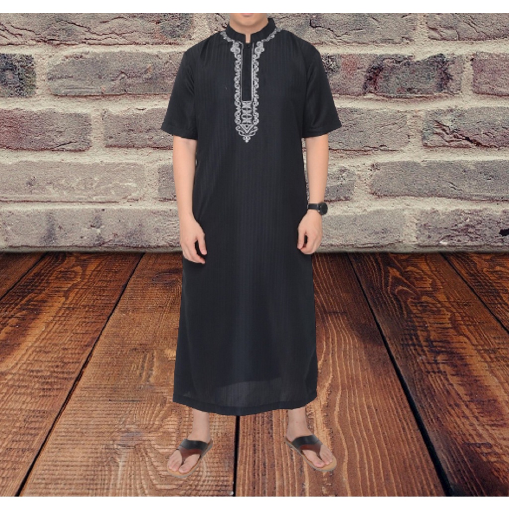 Jual JUBAH PRIA GAMIS PRIA DEWASA REMAJA BORDIR LENGAN PANJANG PENDEK
