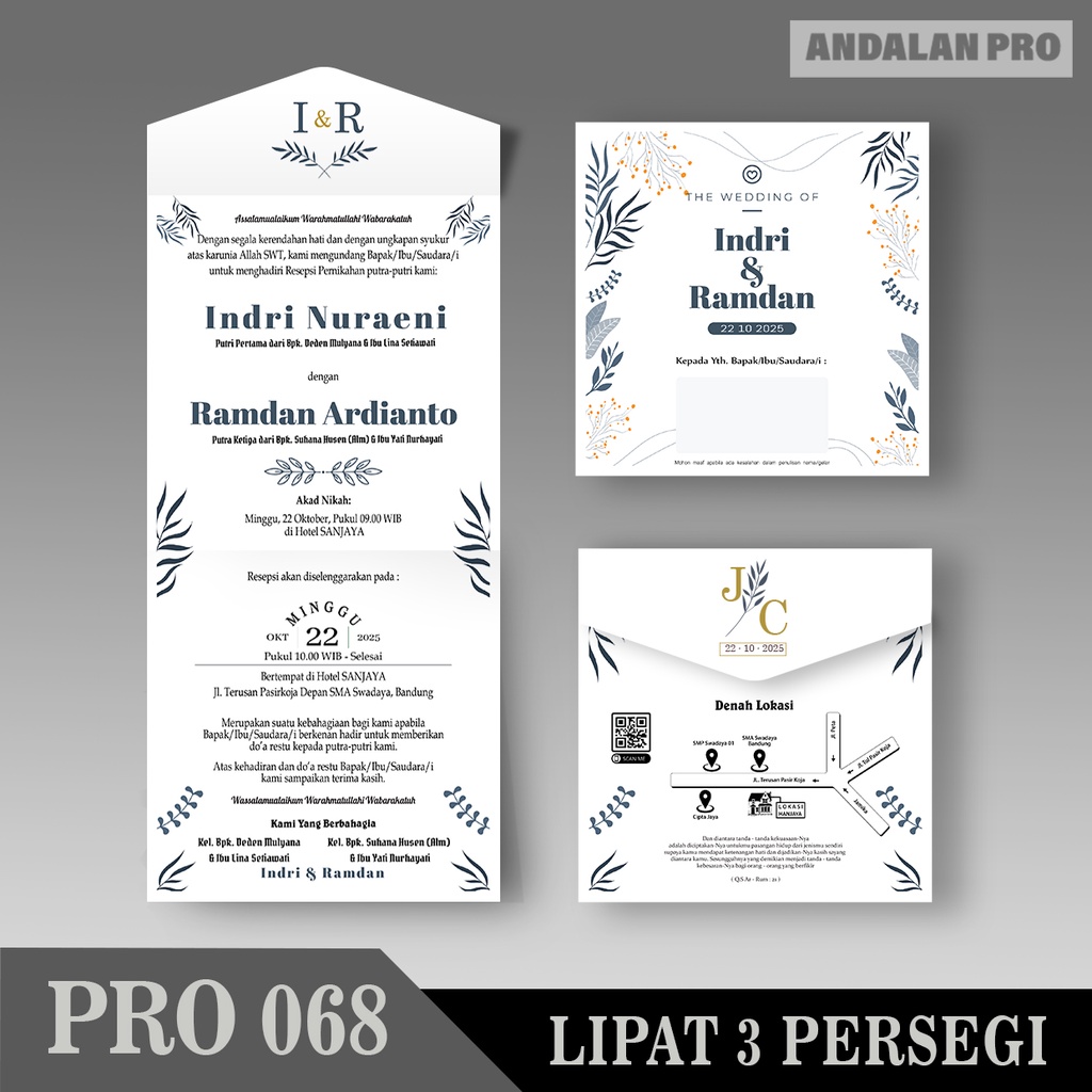 Jual PRO 068 LIPAT 3 Persegi Bahan Jasmine / Tik / Kraft 200 GSM ...