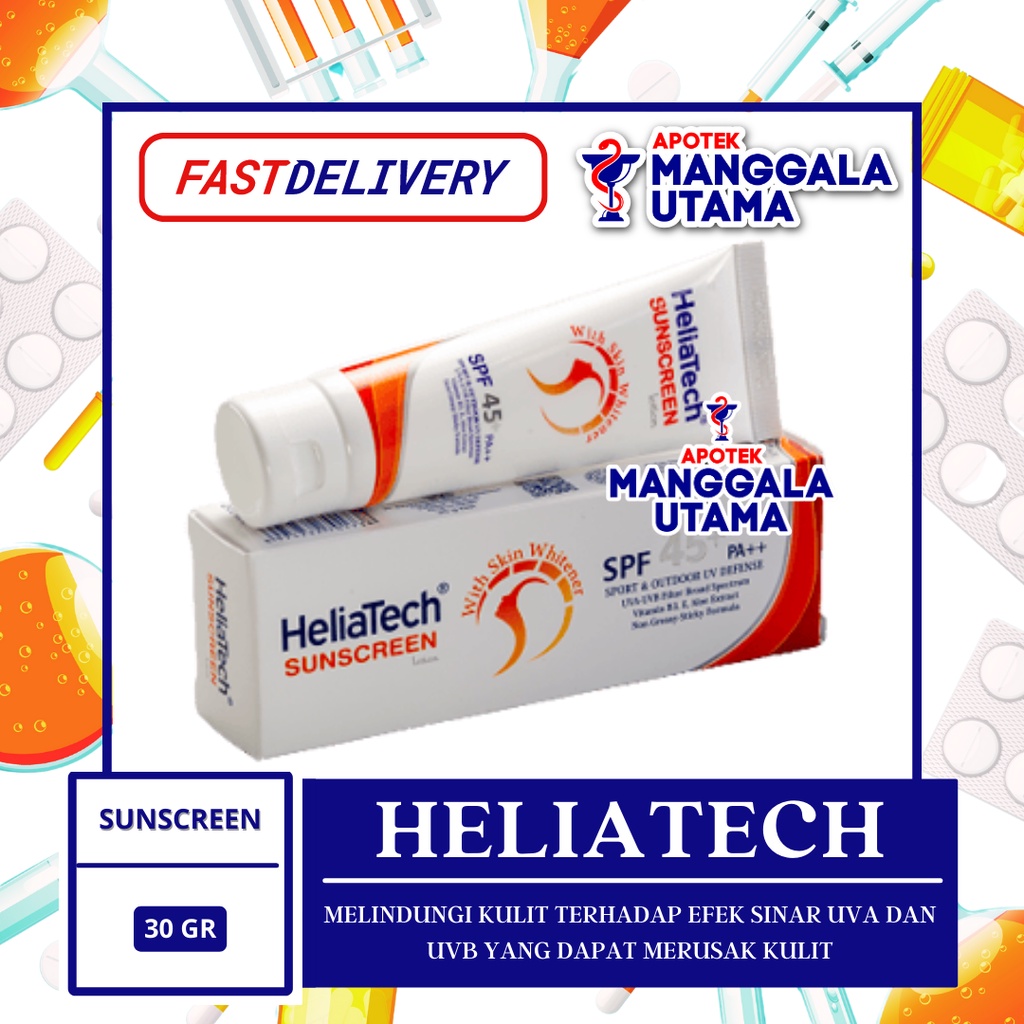 Jual HELIATECH SUNSCREEN LOTION SPF 45+ PA ++ PER TUBE ISI 30 GRAM ...
