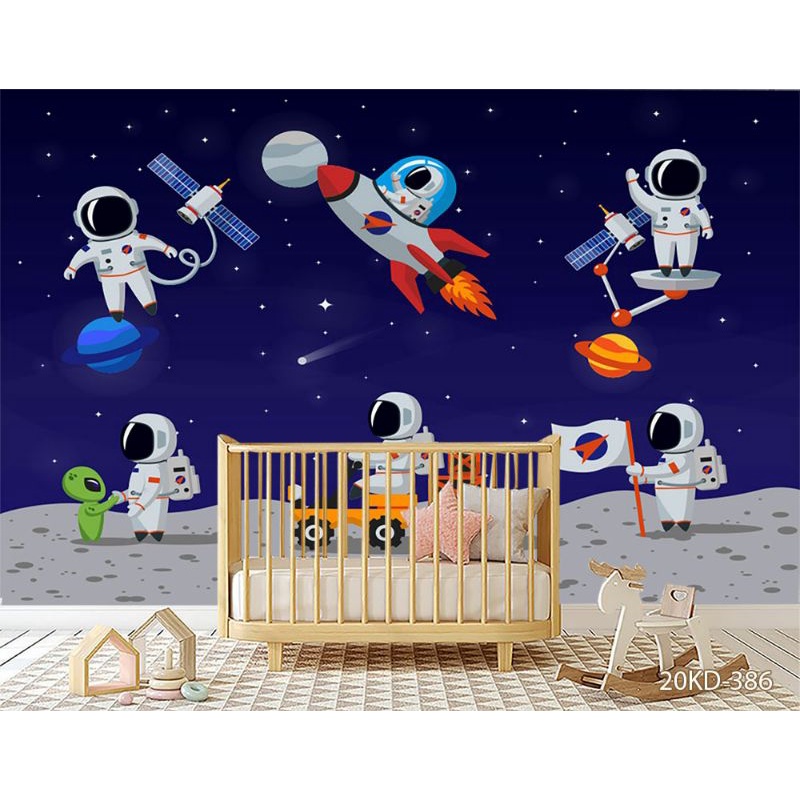 Jual Wallpaper Dinding Kamar Anak Tema Rocket Astronot / Wallpaper Tema