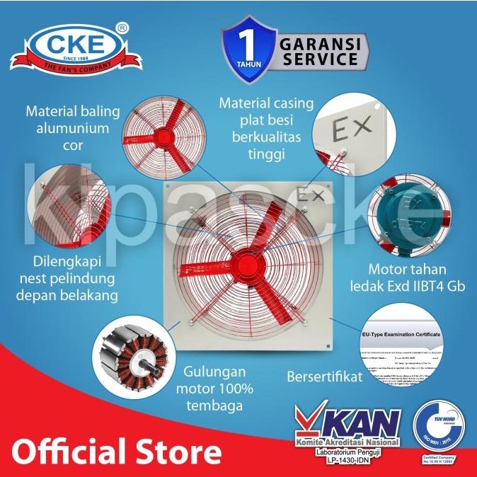 Jual Exhaust Fan Explosion Proof 24 Inch 380 V Exhaust Dinding CKE