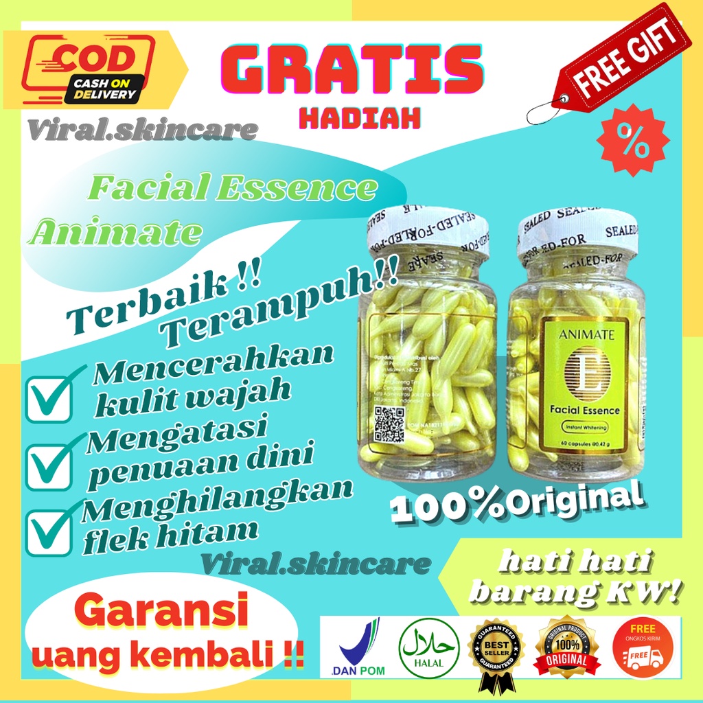 Jual Animate Facial Essence Serum Wajah Instan Whitening Vitamin E 60 Capsul A101 Shopee Indonesia
