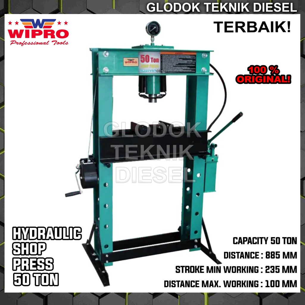 Jual WIPRO Hydraulic Shop Press 50 Ton Mesin Alat Hidrolik Pres