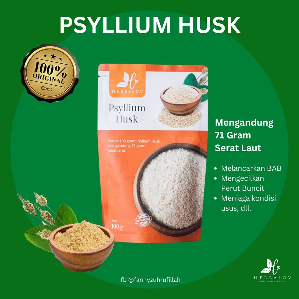 Jual PSYLLIUM HUSK by Herbalov Psyllium Serat Laut 100 gram