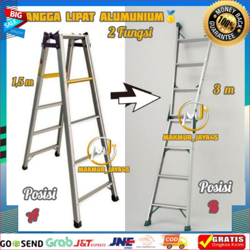 Jual TANGGA - BERKUALITAS ☑️ TANGGA LIPAT BAJA RINGAN / ALUMUNIUM 125