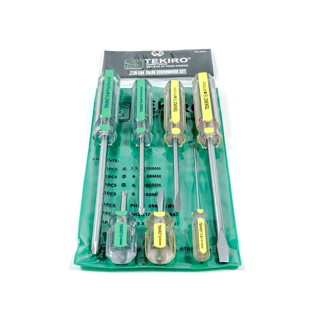 Jual TEKIRO IN LINE COLOR SCREWDRIVER SET 7 PCS | Shopee Indonesia