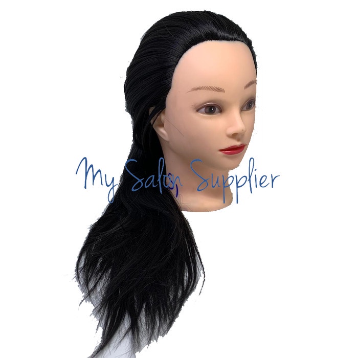 Jual Manekin Patung Kepala / Potong / Rambut Sintetis Hitam Shopee