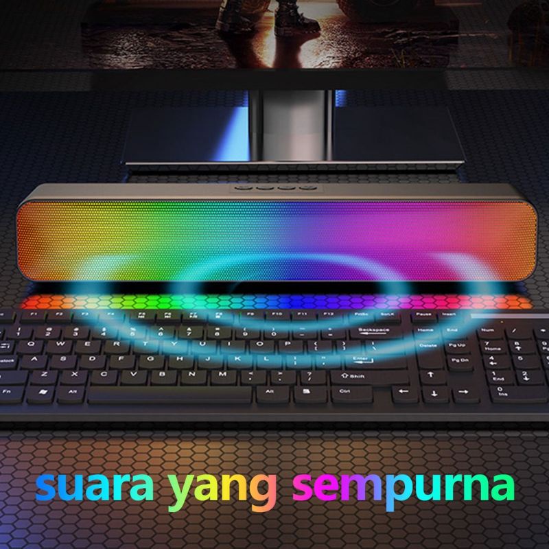 Jual Speaker Bluetooth Soundbar RGB 5 Colors LED Light Computer TV PSP ...