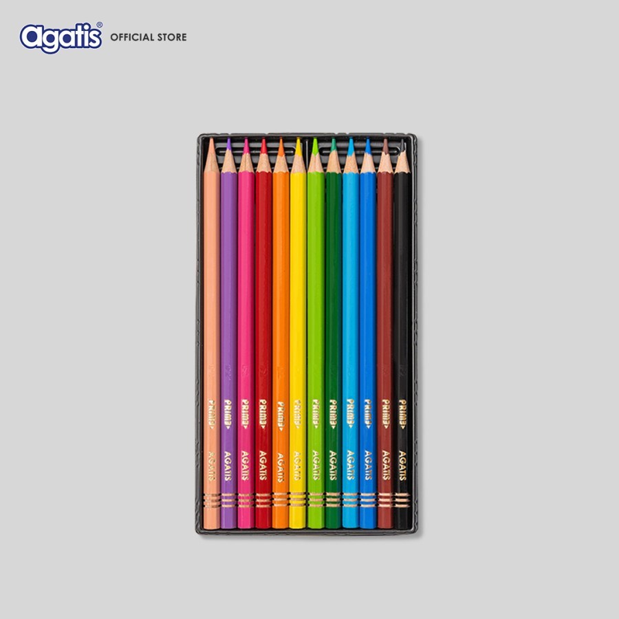 Jual Pensil Warna AGATIS PRIME Permanent Color 12 Warna Panjang ...