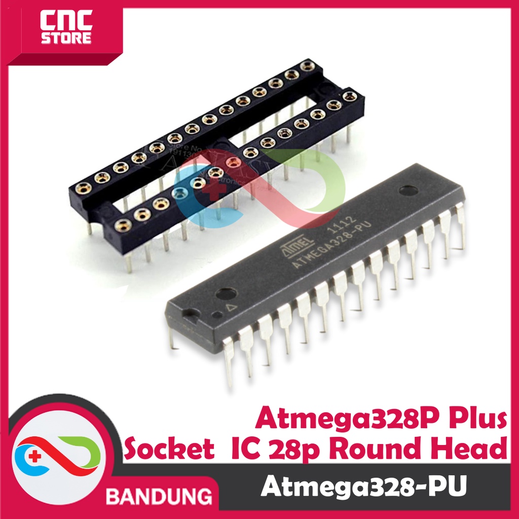 Jual PAKET BUNDLING IC ATMEGA328P WITH SOCKET IC DIP-28 ROUND HEAD ...