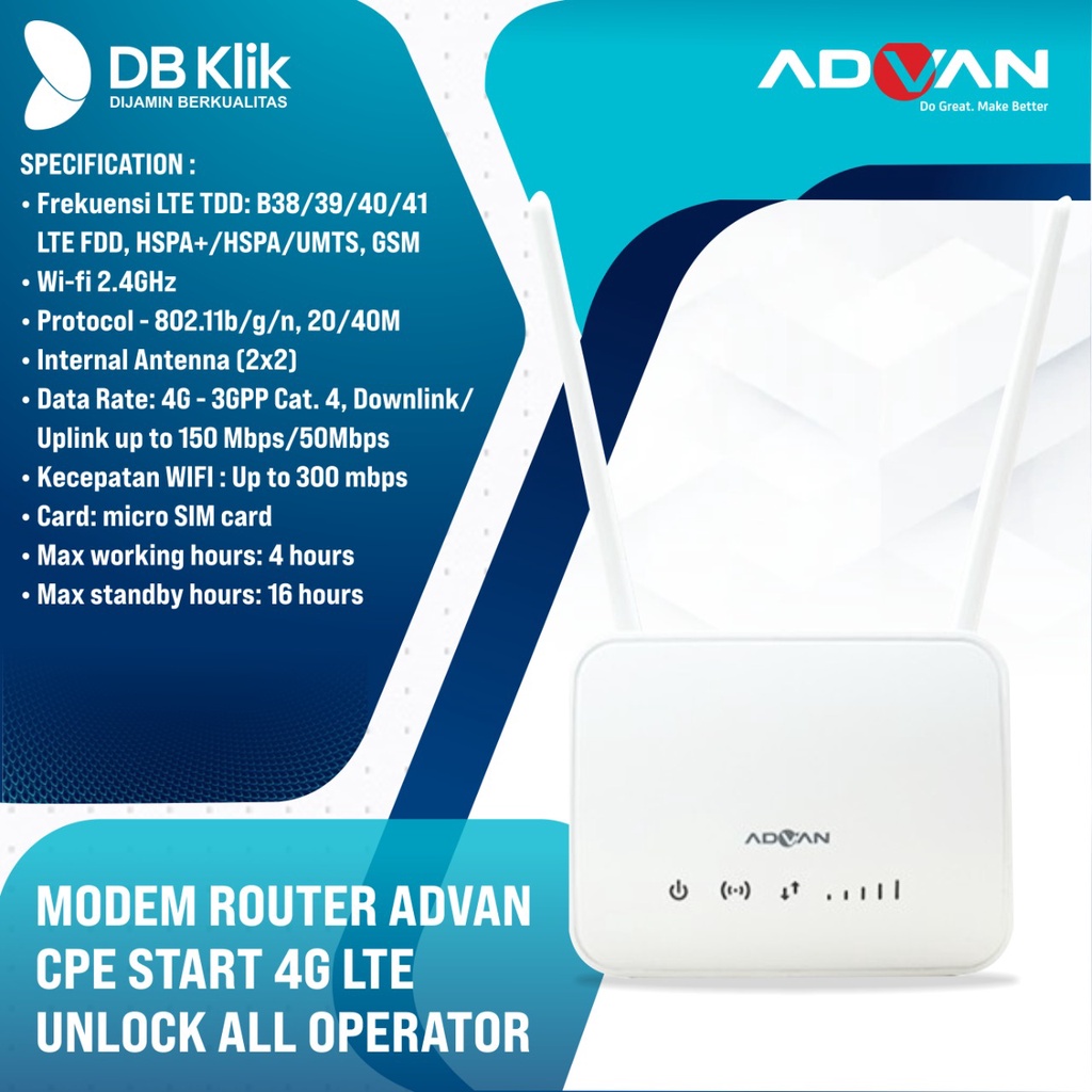 Jual Modem Router Advan Cpe Start G Lte Non Bundling Unlock All Operator Shopee Indonesia