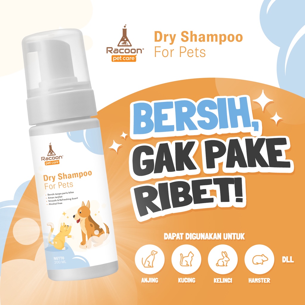 Jual Racoon Dry Shampoo For Pets / Shampoo Tanpa Bilas Anjing Kucing ...