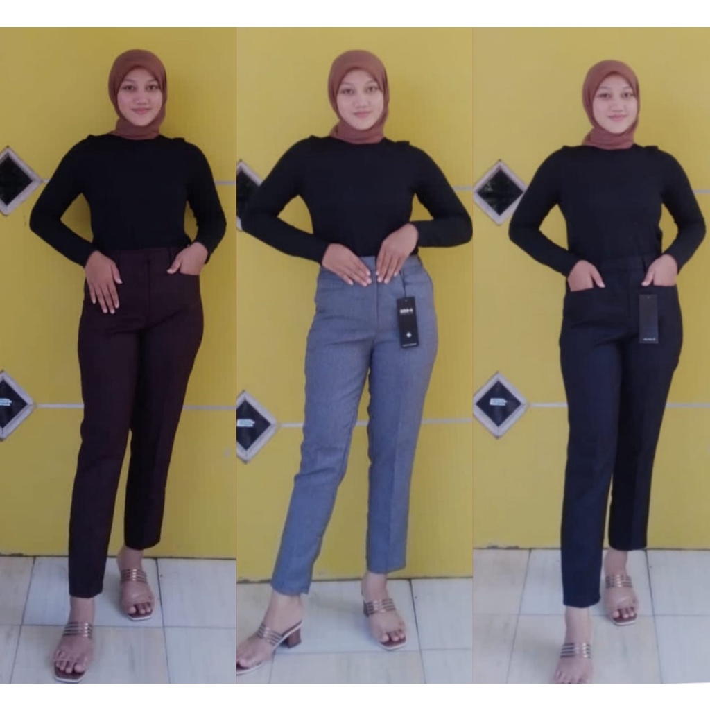 Jual CELANA KERJA KANTOR RESLETING PINGGANG KARET BELAKANG | Shopee