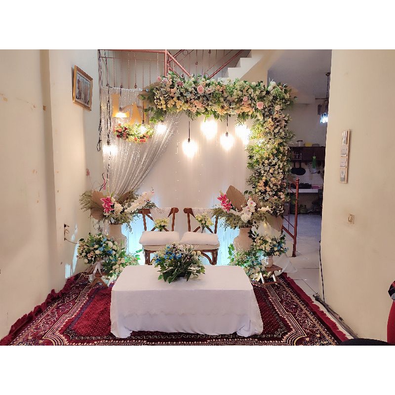 Jual Dekorasi akad nikah simple 2 meter + meja akad lesehan | Shopee ...