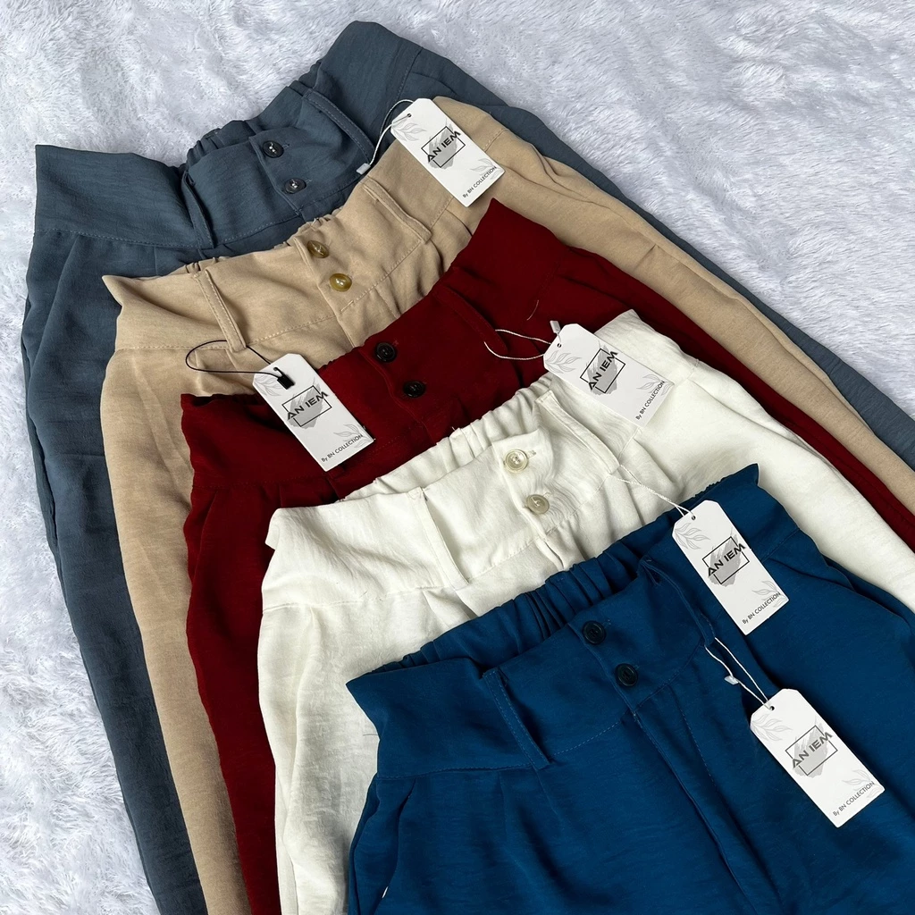 Loose Pants Kulot Highwaist Crinkle Premium