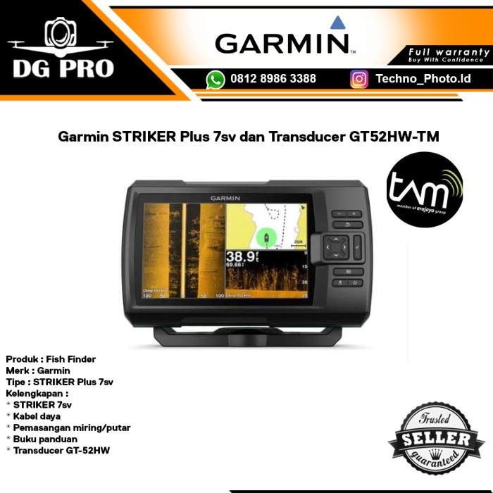 Jual Garmin STRIKER Plus 7SV Transducer GT52HWTM CHIRP Fish Finder 7
