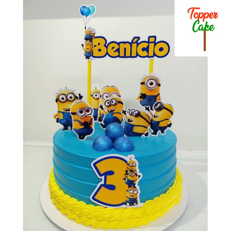 Jual Topper Cake Minion gratis tambah nama, usia, foto/Hiasan kue ulang