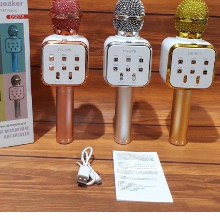 Jual Booming Mikrofon Bluetooth Karaoke DS878 Microphone Mic Wireless DS878 Tanpa Kabel Mix KTV