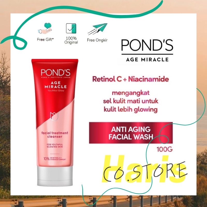 Jual Ponds Age Miracle Facial Wash Anti Aging+Glowing with Retinol