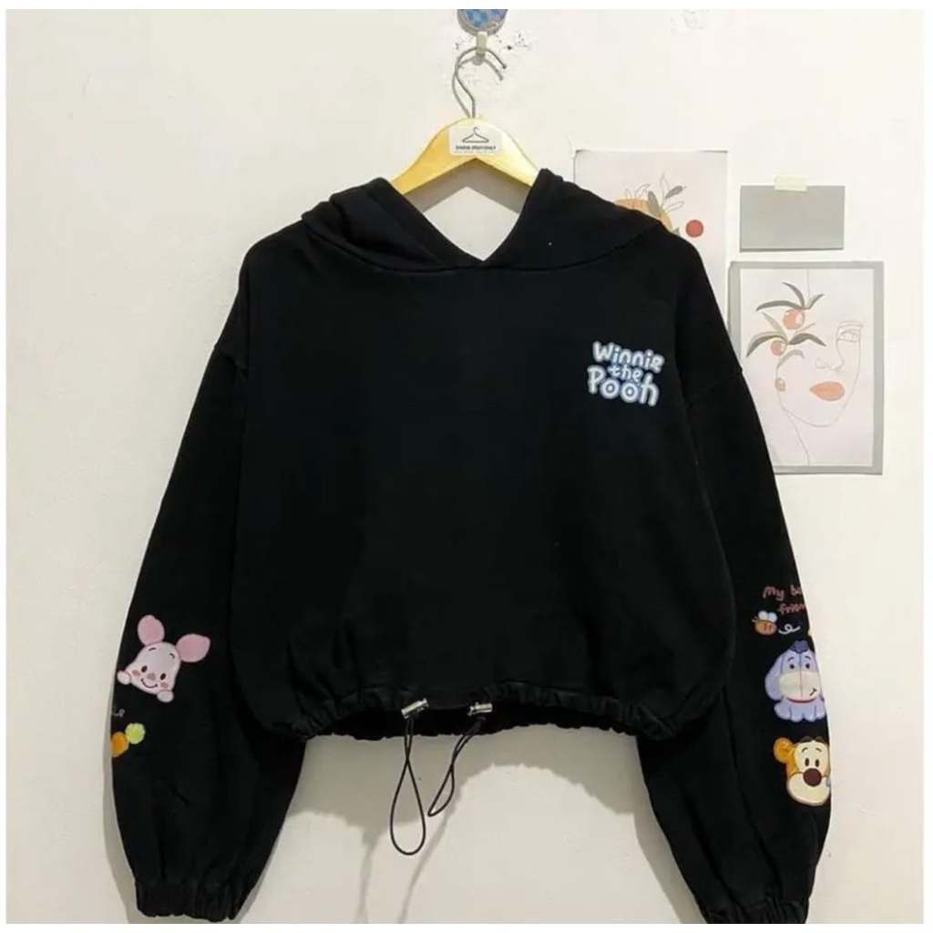 Jual WINNIE THE POOH CROOPE HOODIE SWEATER WANITA OVERSIZE BAHAN FLEECE