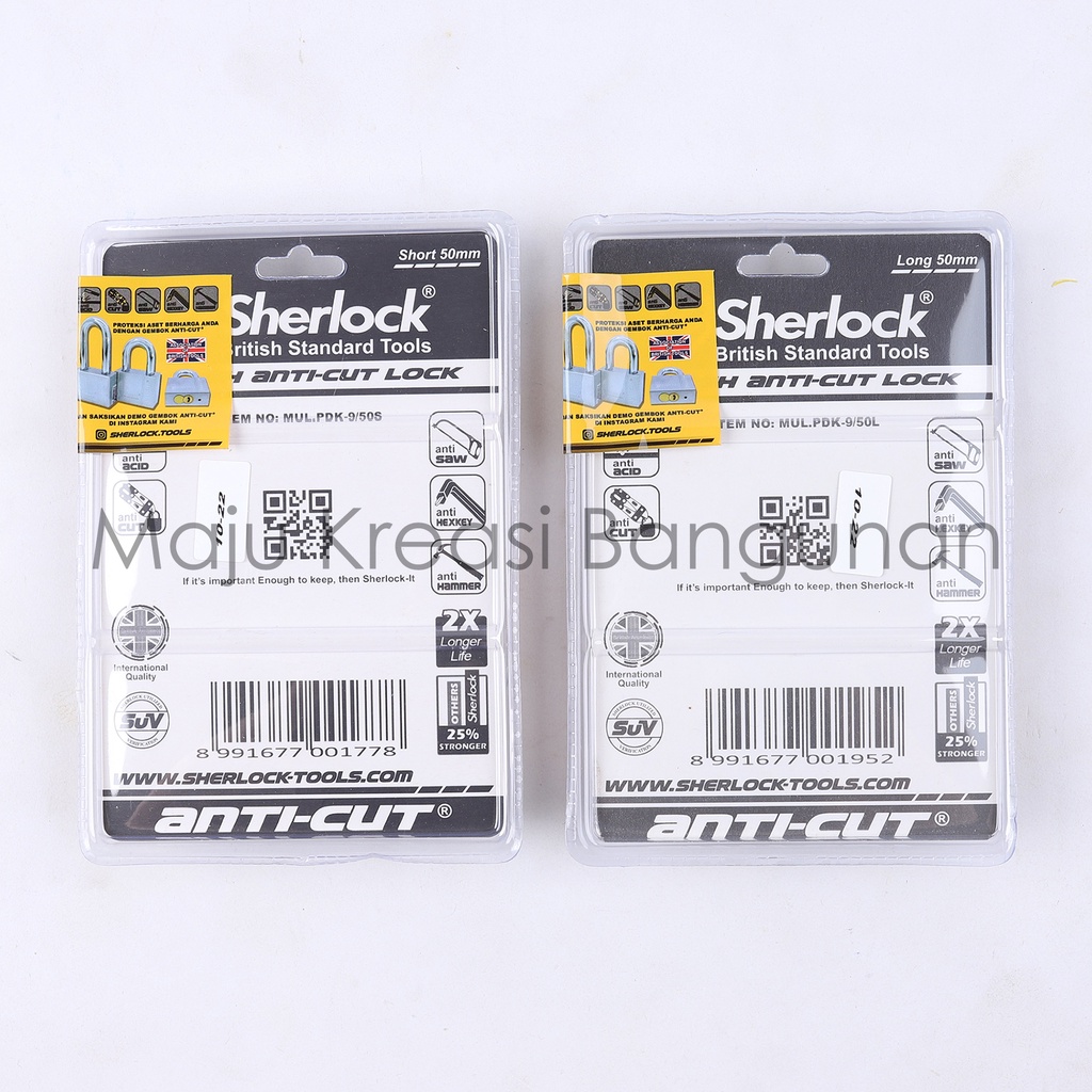 Jual Gembok Sherlock Anti Cut Kuningan Brass 50mm Panjang Pendek Pagar ...