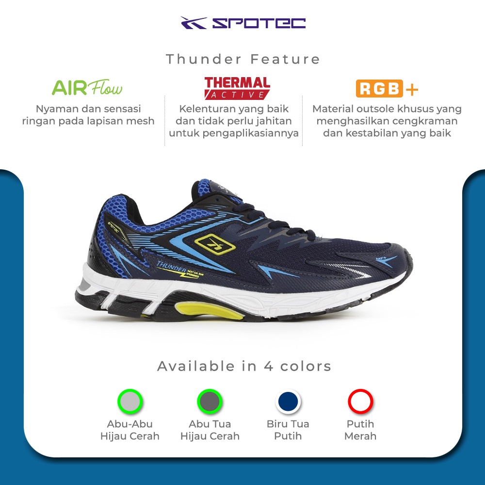 Jual SPOTEC Sepatu RUNNING Artikel THUNDER-Biru Tua/Putih | Shopee ...