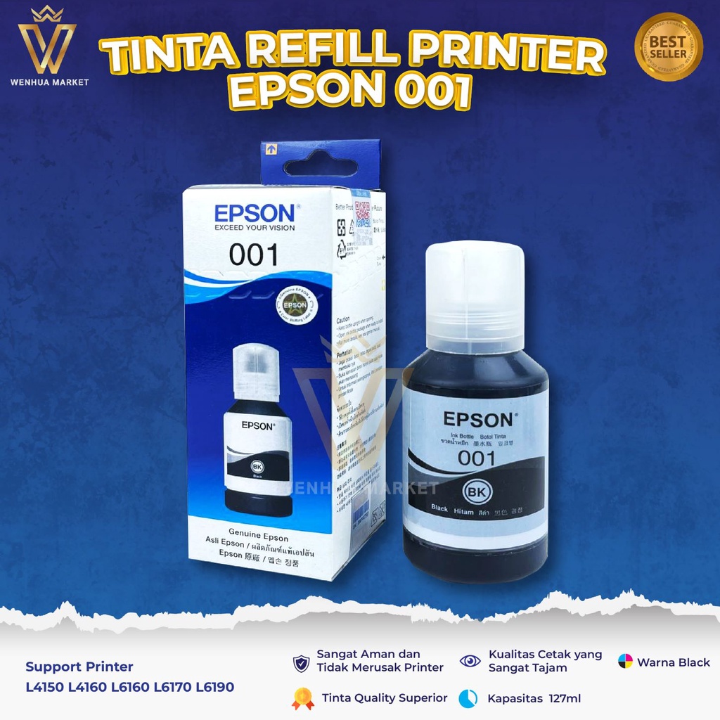 Jual Tinta Epson 001 Black Tipe Printer L4150 L4160 L6160 L6170 L6190 ...