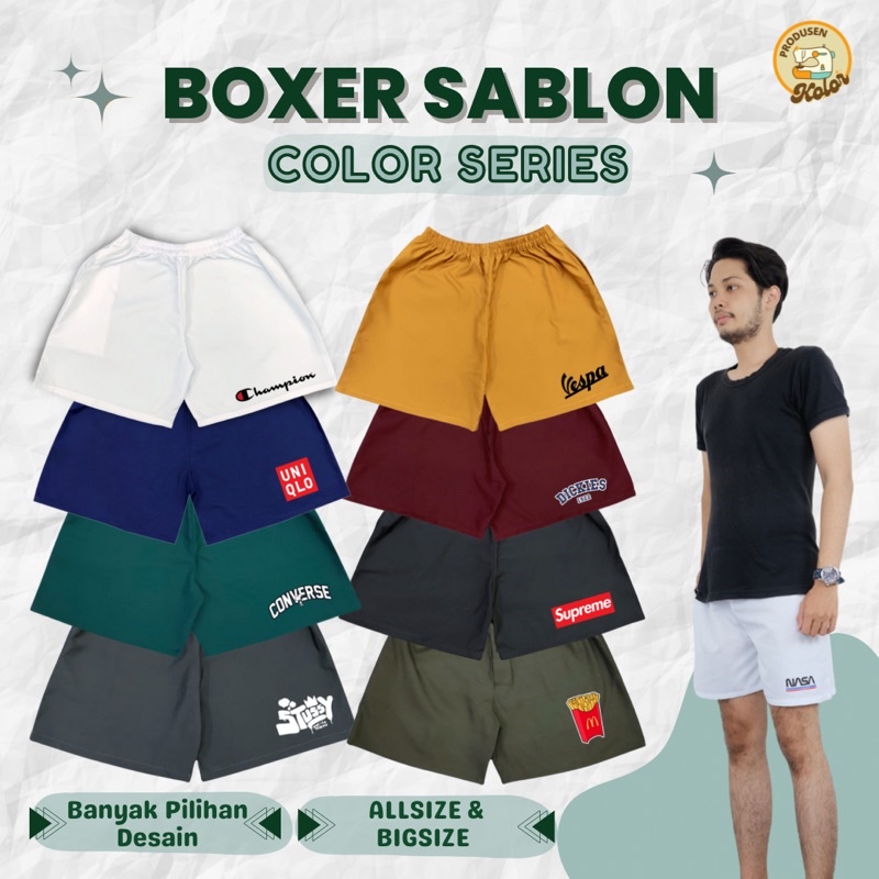 Jual (COLOR SERIES) BOXER SABLON WARNA SERIES/ BOXER SABLON PREMIUM ...